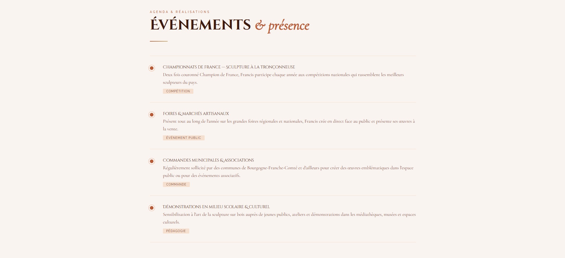 Agenda des événements